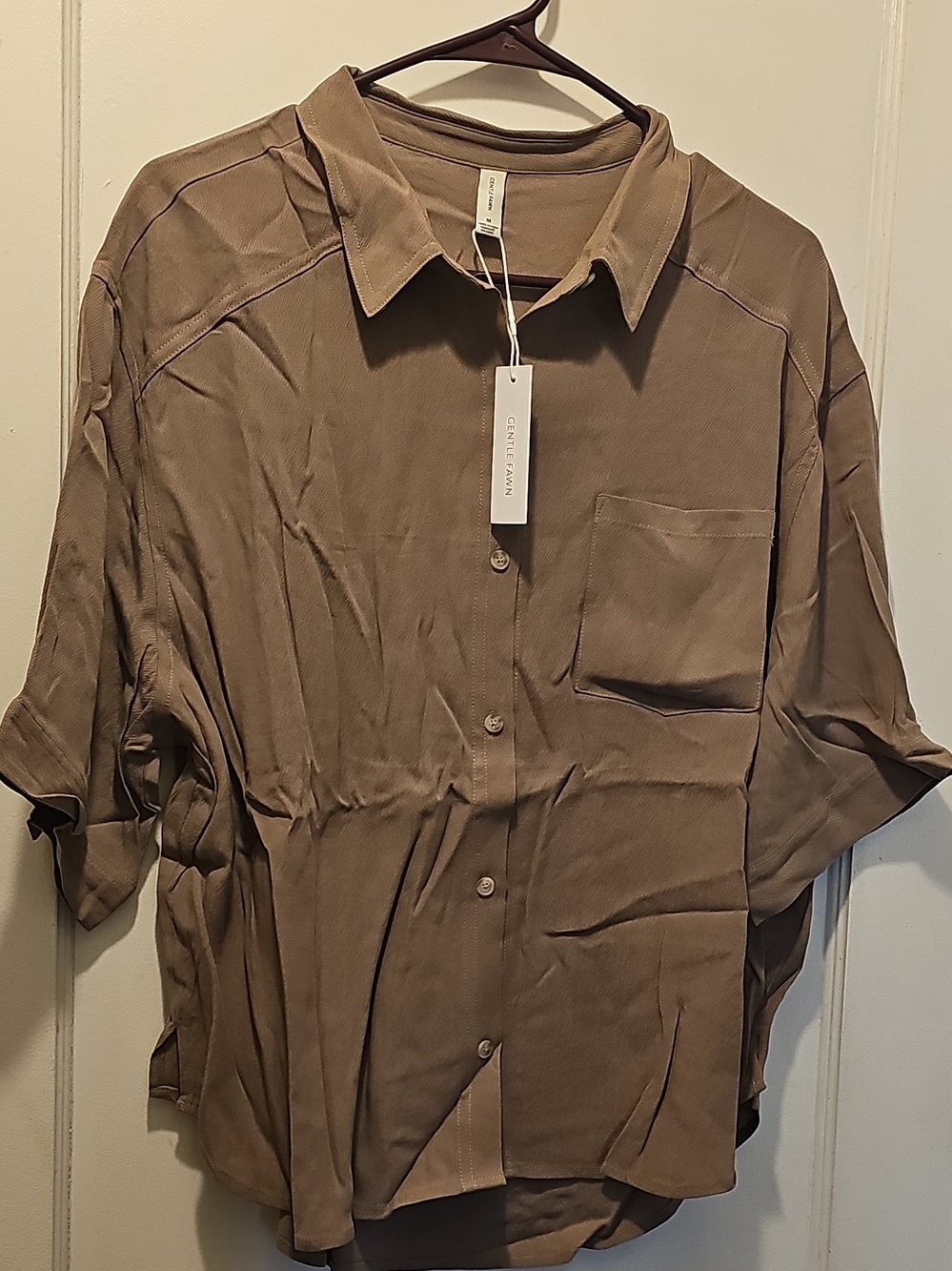 NWT Gentle Fawn Tenille Button Down Top Porcini Size Medium